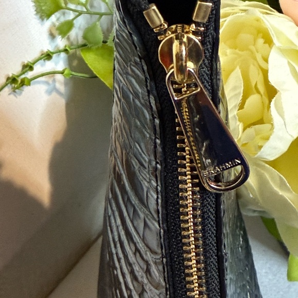 BRAHMIN Tabitha Black Crocodile-Embossed Hobo Bag with Glossy Finish - Picture 11 of 16